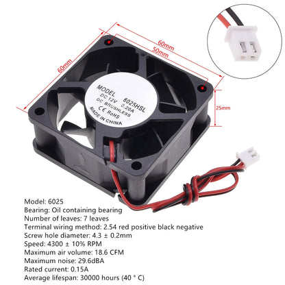 Silent DC12V Brushless Oil Content Cooling fan，for Power Supply Toy Chassis Multiple Sizes Available 2 3 4 5 6 7 8 9CM Silent