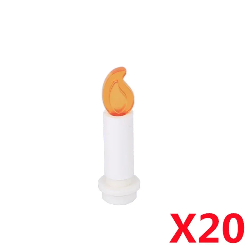 MOC Medieval Campfire Building Block Flame Wave Candle Transparent Wine Bottle Educational Toy Compatible Accessories Brick K054