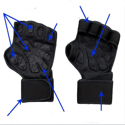Gym Fitness Heavy duty Training Glove Men Women Fitness Sports Body Building Gymnastics Grips Hand Wrist Palm Protector Gloves
