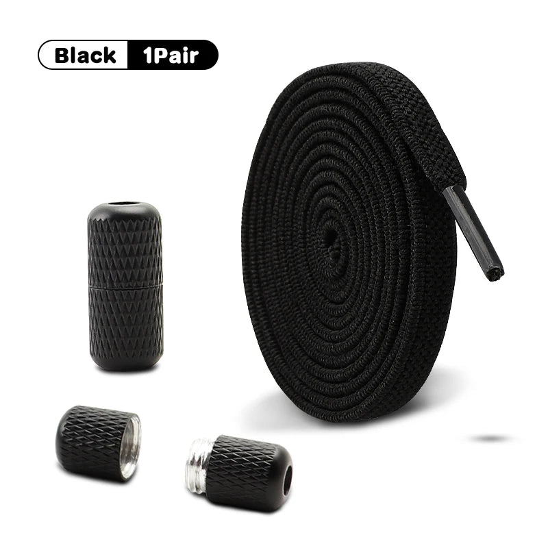 Metal Capsule Buckle Shoelaces without ties Sneaker Flats Elastic Laces Kids Adult Quick Lace On/Off Shoelace 1Pair/2Pair
