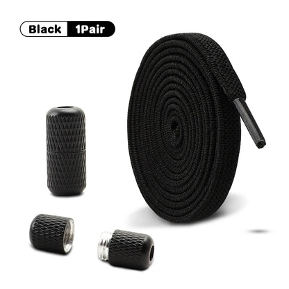 Metal Capsule Buckle Shoelaces without ties Sneaker Flats Elastic Laces Kids Adult Quick Lace On/Off Shoelace 1Pair/2Pair