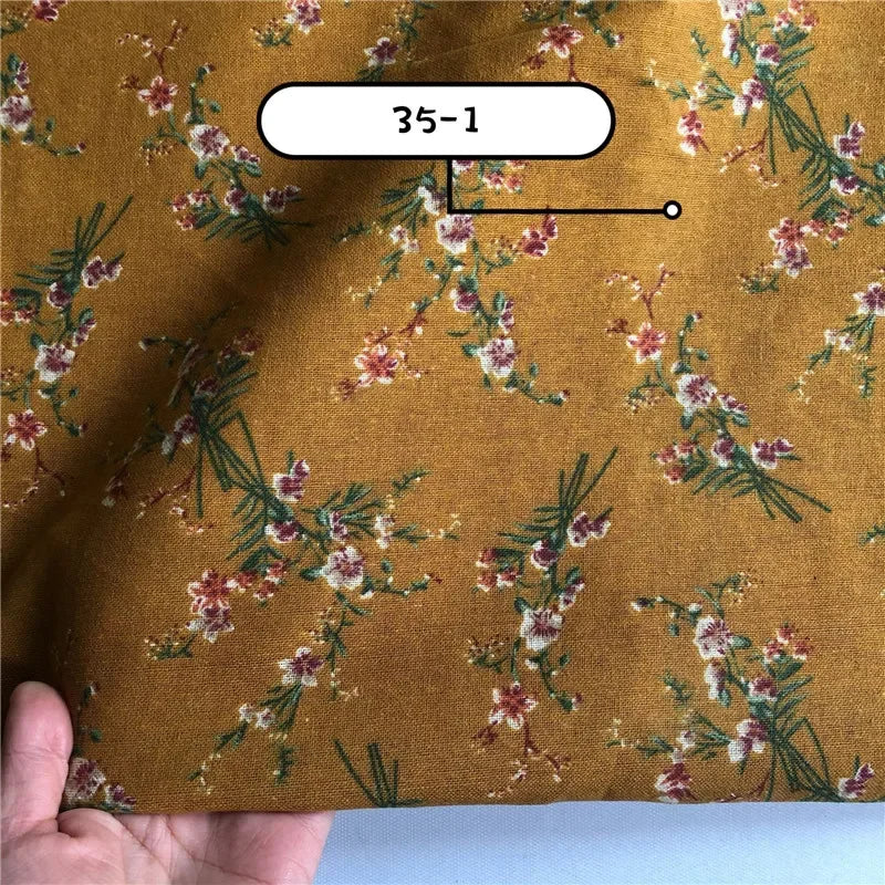 145cm Wide Printed Cotton and Linen Fabric Small Floral Patterns Retro Shirt Dress DIY Clothing Sewing Fabric 90% Cotton Content