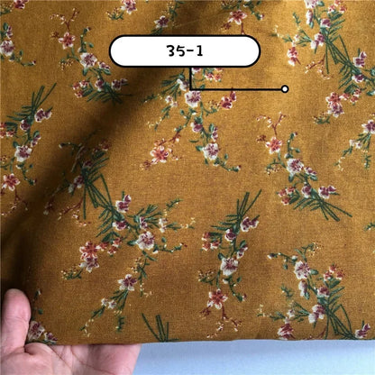 145cm Wide Printed Cotton and Linen Fabric Small Floral Patterns Retro Shirt Dress DIY Clothing Sewing Fabric 90% Cotton Content
