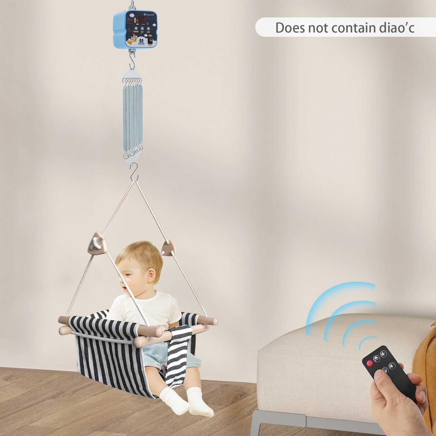 12W Electric Baby Swing Control, 7 Springs Baby Cradle Rocker Control, Adjustable Hanging Babies 0-12 Months