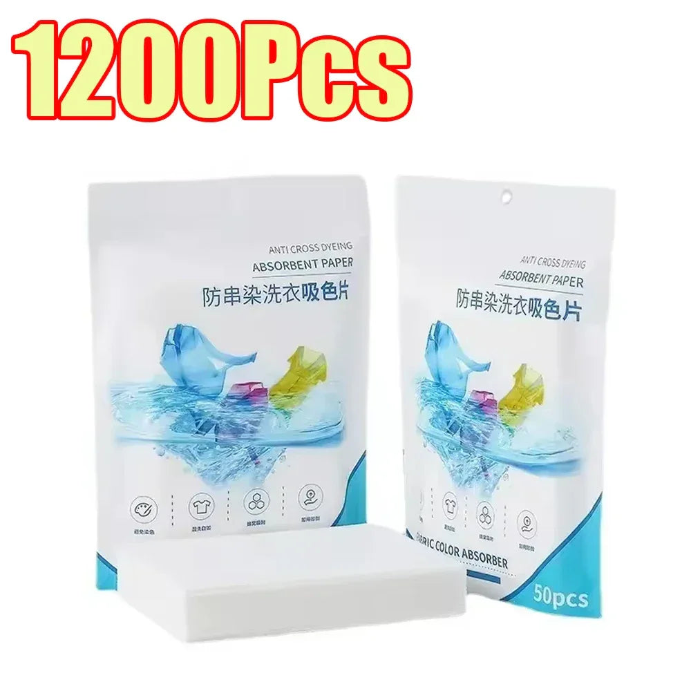 50-1400Pcs Laundry Tablets Laundry Paper Anti-Staining Mixing Color Mixing Absorption Washing Household for Washing Machine