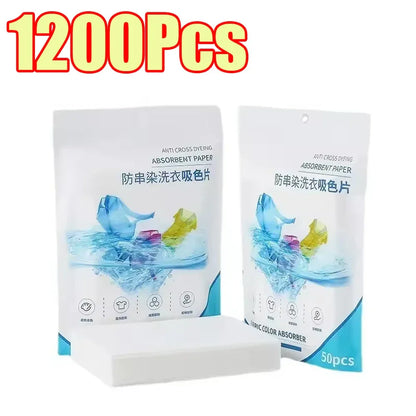 50-1400Pcs Laundry Tablets Laundry Paper Anti-Staining Mixing Color Mixing Absorption Washing Household for Washing Machine