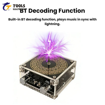 Mini Tesla Coil with Bluetooth Music Sync Adjustable Arc Length Touchable Safe Low-Voltage Design RGB Light Show