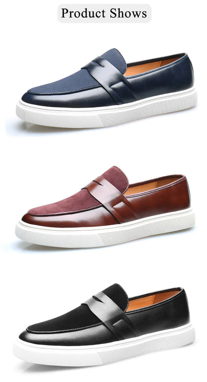 Newest 2025 Autumn Men Suede Leather Loafers Thick Sole Men Slip On Platform Black Party Shoes