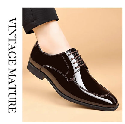 Business Men's Dress Shoes Patent Leather Trend Mens Party Shoe Soft Sole Casual Shoes Plus Size 38-48 Men Shoes High Quality