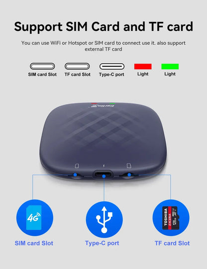 CarlinKit CarPlay Ai Box Android 13 Plus QCM6125 8-core Wireless Android Auto& CarPlay Car USB Adapter FOTA Upgrade For Netflix