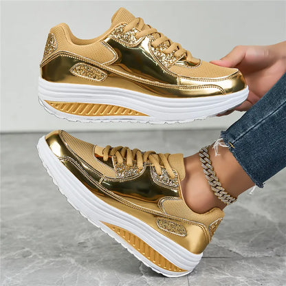 Women's flat mesh sports shoes spring and autumn new lace-up breathable comfortable fashion fitness women's shoes