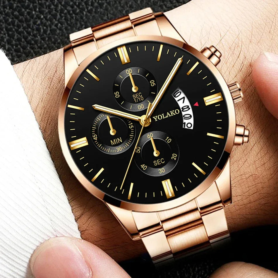 Luxury Men Stainless Steel Watch Calendar Quartz Wristwatch Business Watches Man Clock Relogio Masculino