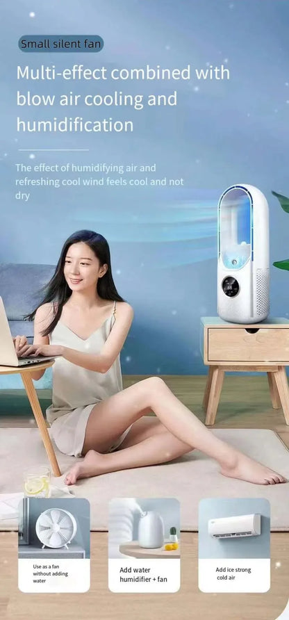 Bladeless Fan Air Cooler Portable Led Display Desktop Fanless Bladeless Cooler Cooling Six Gear Adjustable Fan Office Bedroom