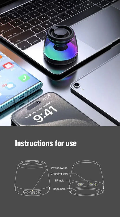 Mini Portable Speaker Magnetic Bluetooth Speaker RGB Magnetic Phone Holder Ring Wireless Sound Box Bluetooth Speaker Tower