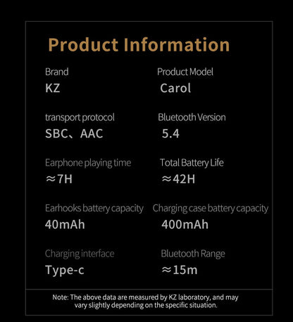 KZ Carol ANC True Wireless Earphone 55dB Active Noise Canceling TWS Headphone 6 Mics AI HD Call Bluetooth 5.3 HiFi in-Ear Earbud