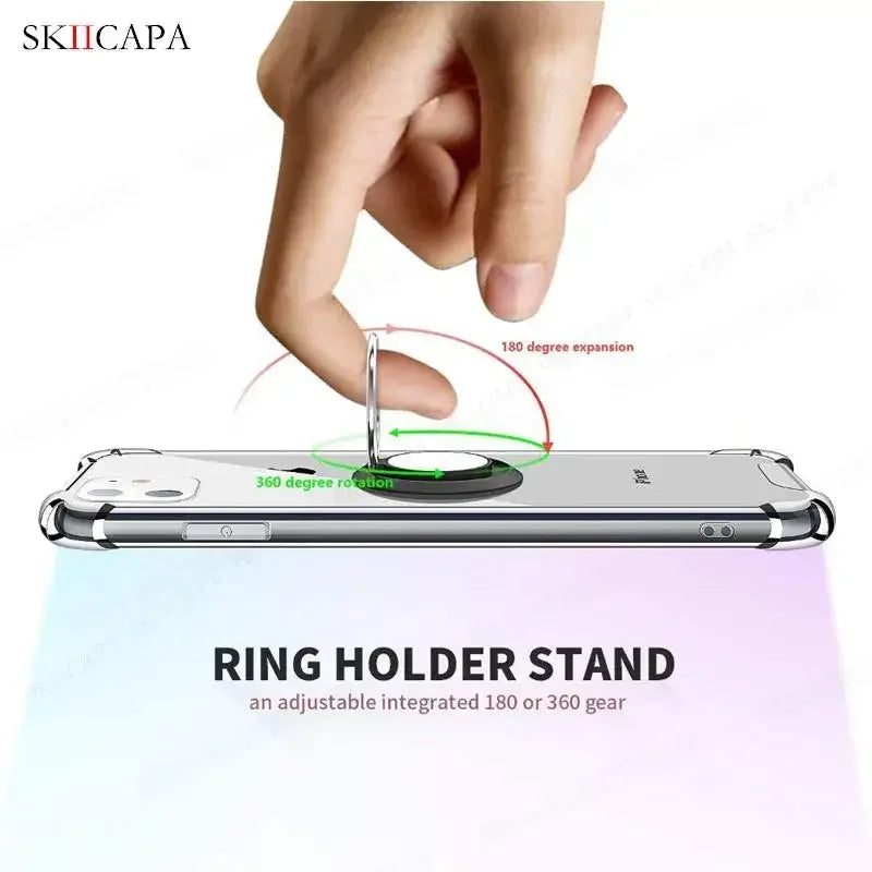 Ring Holder Wallet Card Slot Phone Case for Xiaomi 14T 14 Pro Airbag Shockproof Soft Silicone Transparent Cover for Redmi 14C 4G