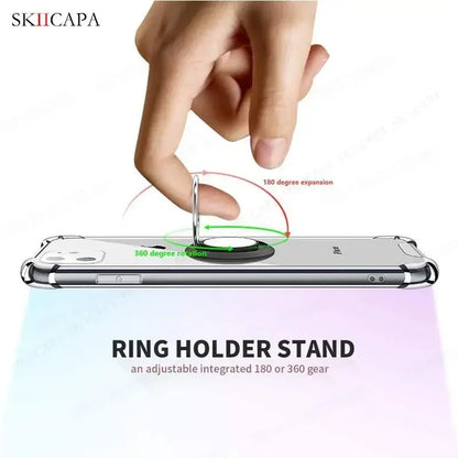 Ring Holder Wallet Card Slot Phone Case for Xiaomi 14T 14 Pro Airbag Shockproof Soft Silicone Transparent Cover for Redmi 14C 4G