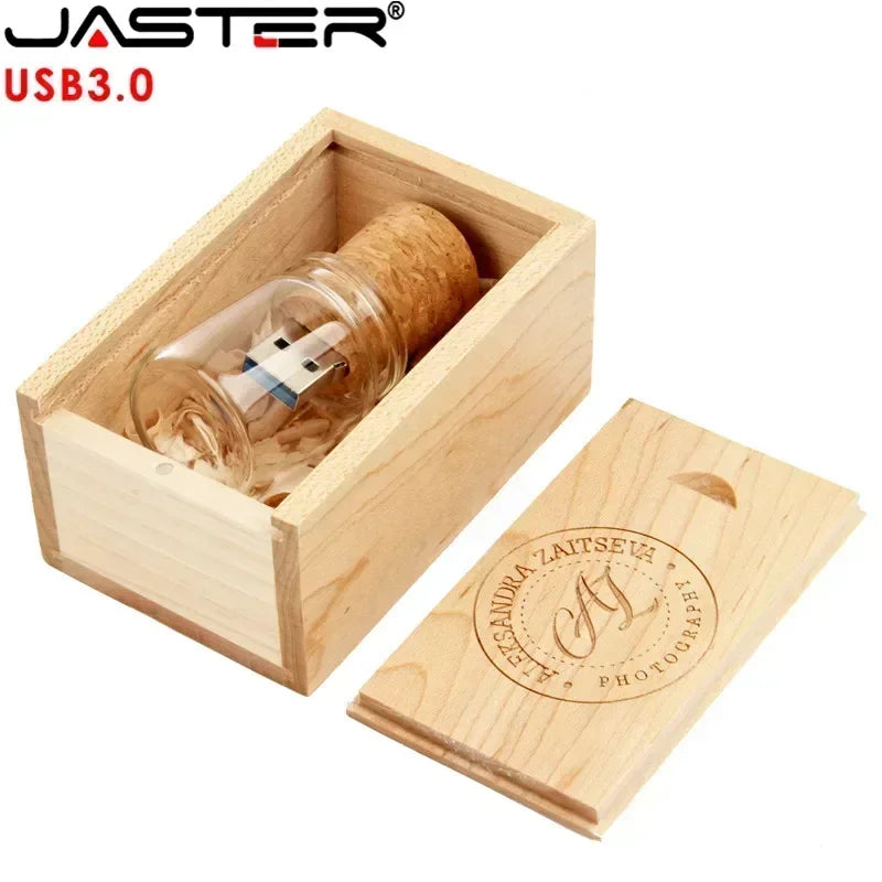 JASTER USB 3.0 U Disk Glass Drift Bottle With Cork Flash Drive Pendrive 4GB 8GB 16GB 32GB 64GB 128GB Wedding Gift (Free Logo)