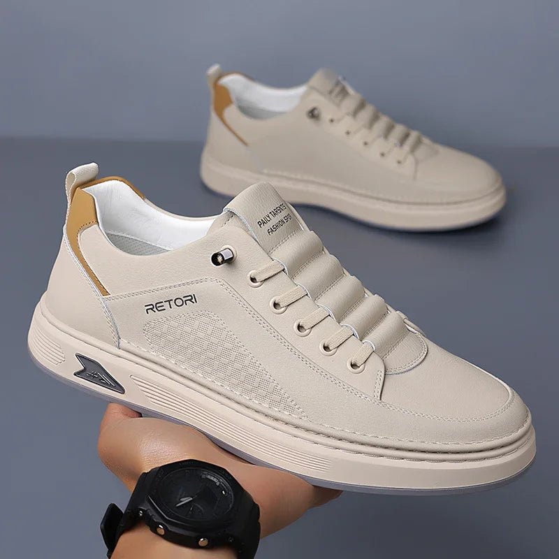 New Men's Shoes High Quality Leather Casual Shoes for Men Designer Sneakers Tenis Masculino Comfort Lace-up White Sport Shoes