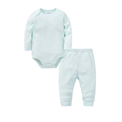 2 Pieces Set 100% Cotton Baby Rompers Pants Blank Colors Kids Trousers Plain Newborn Clothing Muslin Bodysuit Clothes