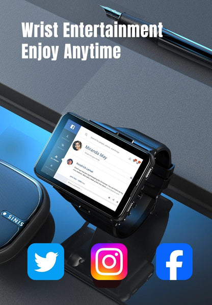 S999 4G LTE Smart Watch Android 11.0 OS 4GB RAM 64GB ROM 2.88" Big Screen 2MP/8MP Dual Camera Quad Core 2300mAh Men Smartwatch