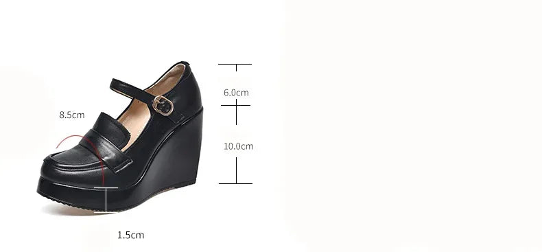 GKTINOO 2025 Wedges Women Shoe Spring Autumn Slip-On High Heels Round Toe Genuine Leather Casual Ladies Platform Shoes Woman