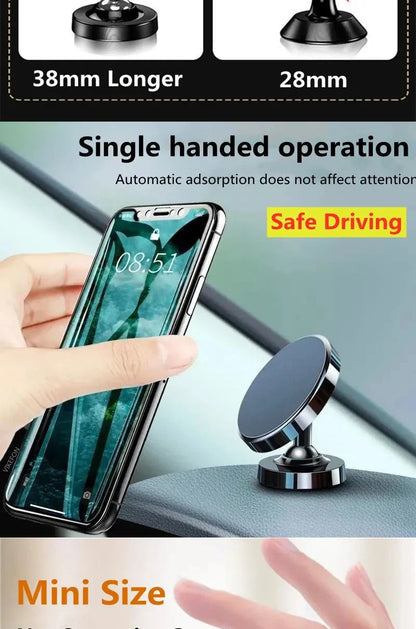 Creative Dual Axis Alloy magnetic car bracket 720 ° rotation Double ball magnetic phone holder for Any model phone