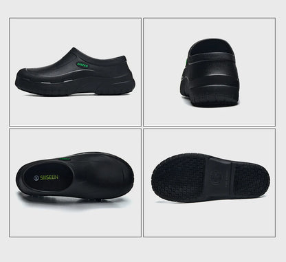 Men's Chef Shoes Waterproof Slip-On Lightweight Soft Anti-Slip Kitchen Hotel Work Shoes Easy to Wear Comfortable Food Service Fo