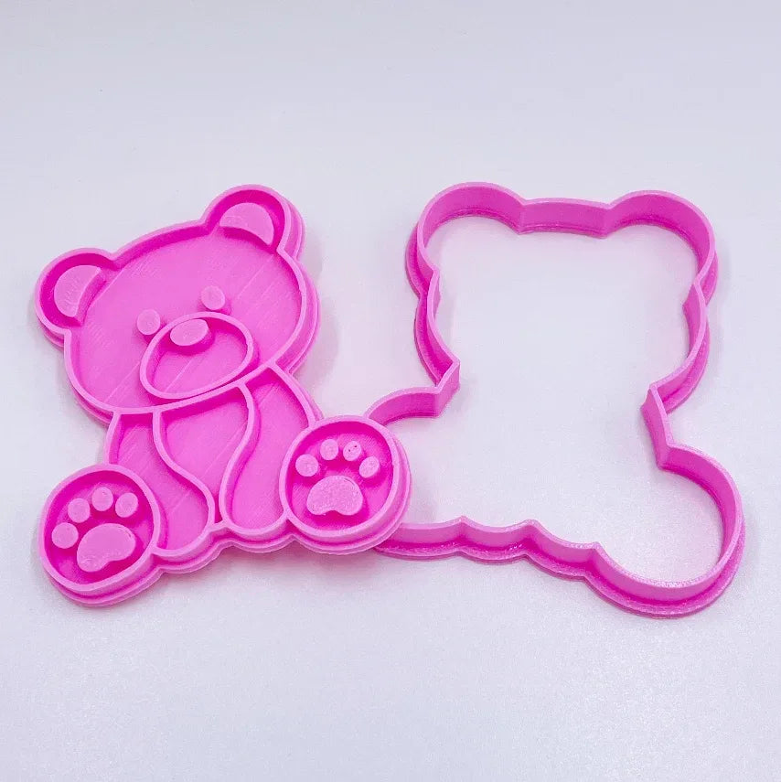 Cake Tool PLA Cutter Valentine's Day Little Bear Wedding Fondant Plastic Embosser cutter Cake Mould tools fondant Baking DIY