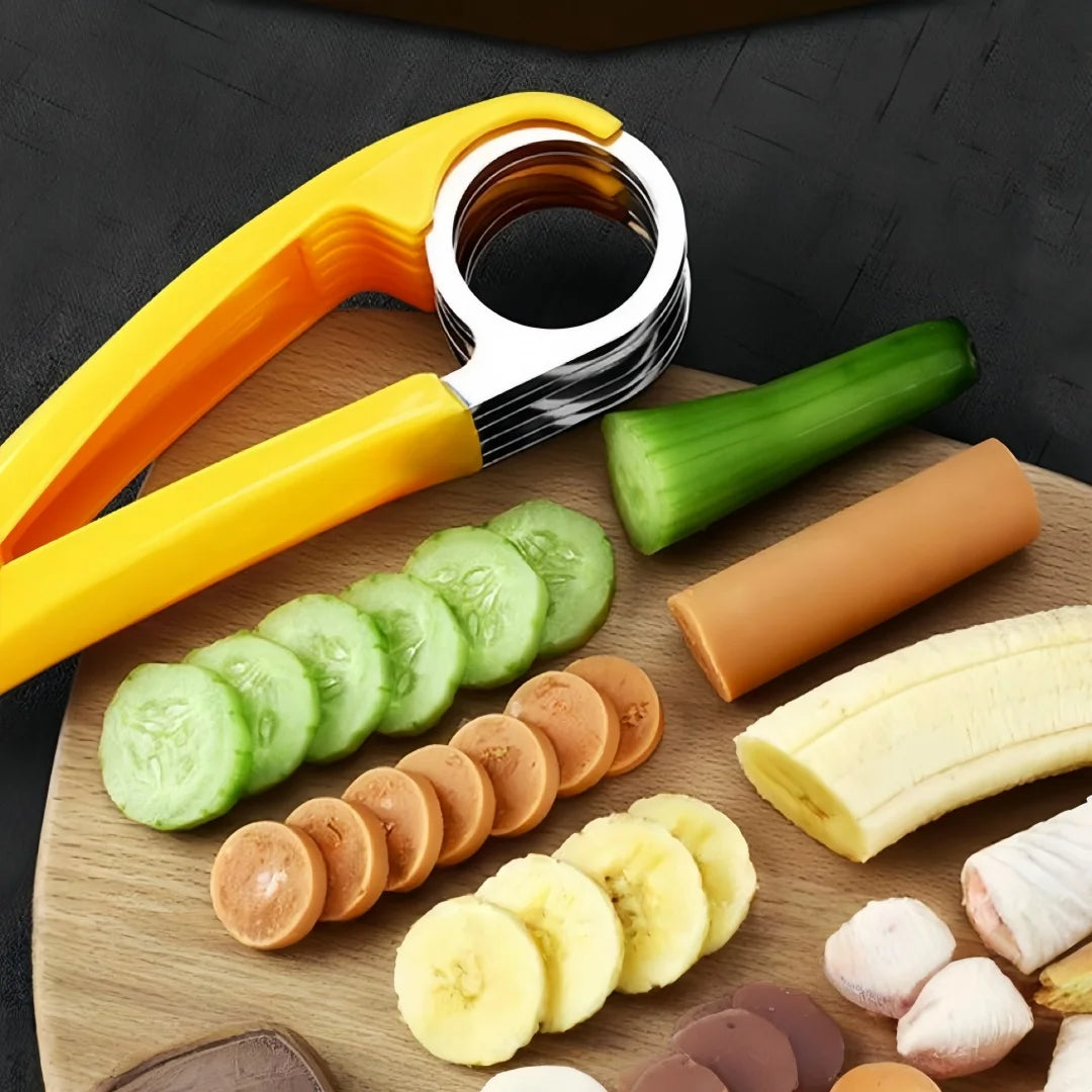 Banana Slicer Curved Handle Stainless Steel Blade Kitchen Knife for Cutting Fruits Vegetables Sausage Cutting Machine Chopper