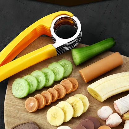 Banana Slicer Curved Handle Stainless Steel Blade Kitchen Knife for Cutting Fruits Vegetables Sausage Cutting Machine Chopper