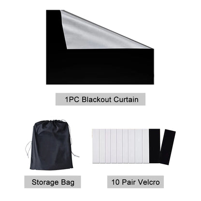 DIY Portable Travel 100% Blackout Curtain Portable Blocking Darkest Window Cloth for Living Room Home Non-perforated Black Cloth