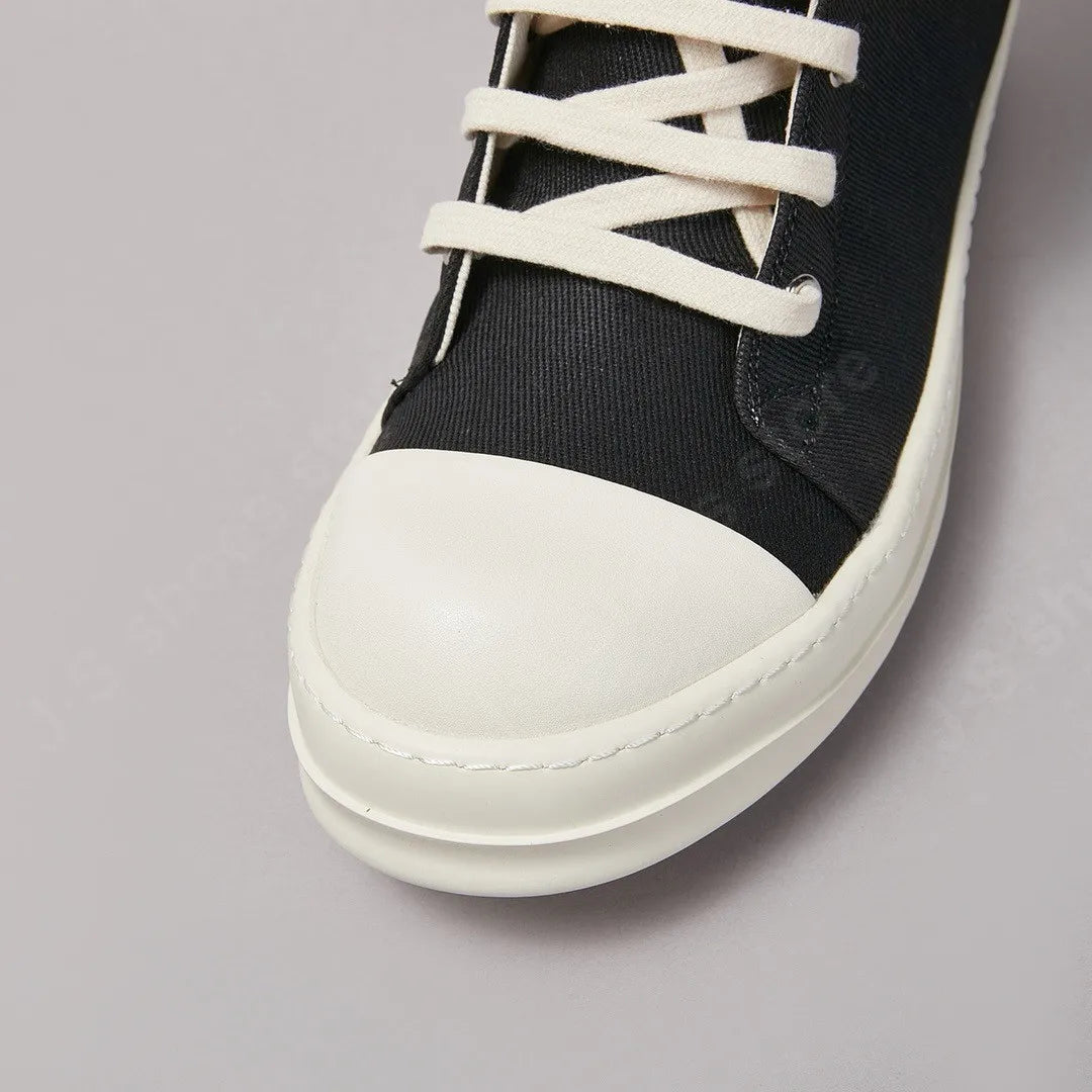 R-o Ankle Boot Men High Top Shoe Black Canvas Women Sneaker Casual Shoes Waxed Canvas Sneakers Zipper Lace Up Boots