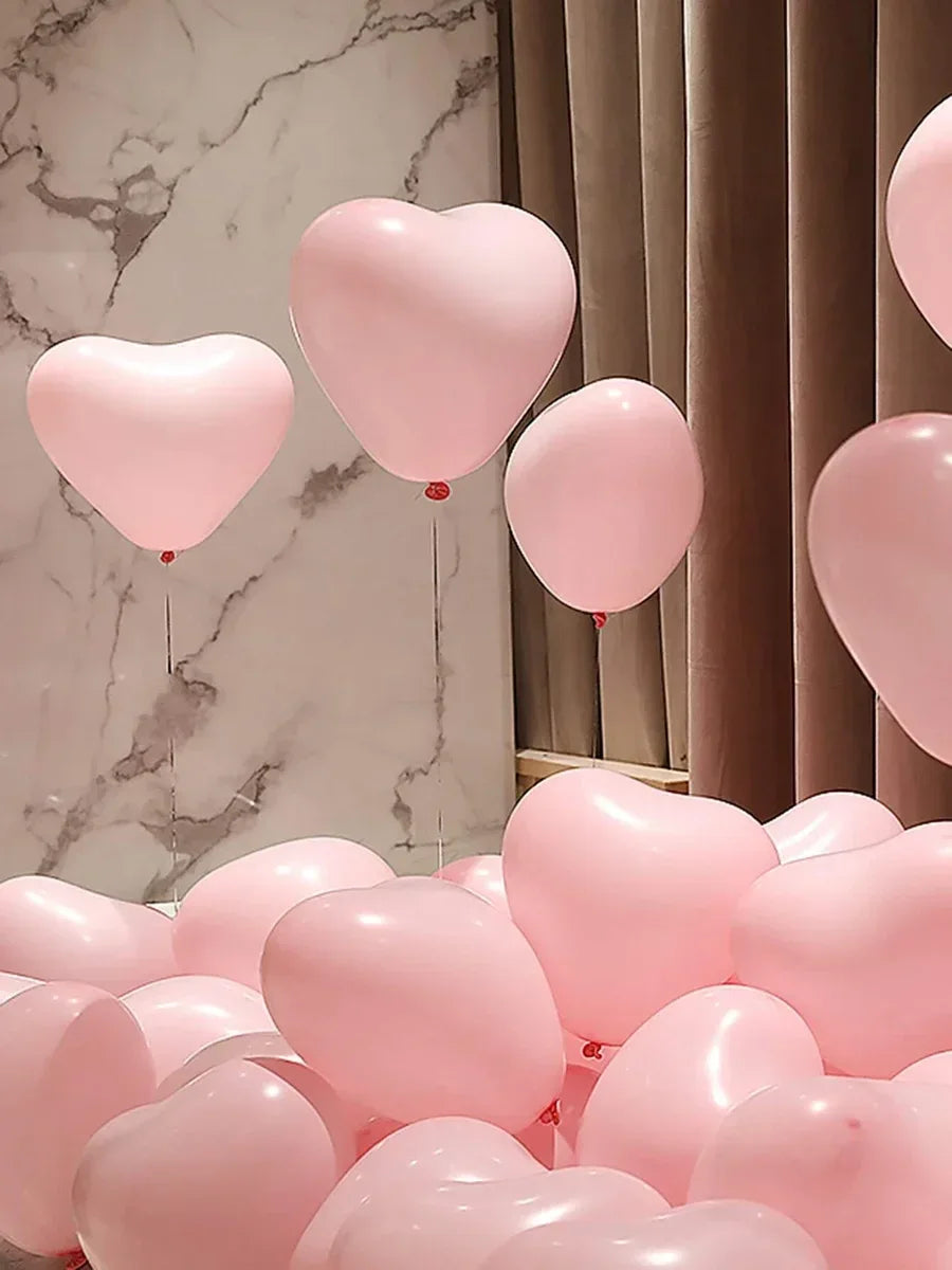 10/20Pcs Heart Shaped Balloons Red Pink Black Latex Balloon for DIY Valentine's Day Engagement Wedding Party Anniversary Decor
