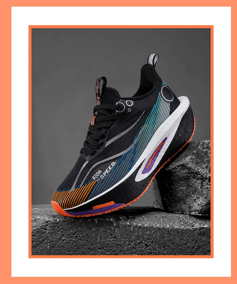 Unisex Carbon Board Running Shoes Professional Marathon Lightweight Bouncing Pad Breathable Ladies Stable Support Sports Shoes