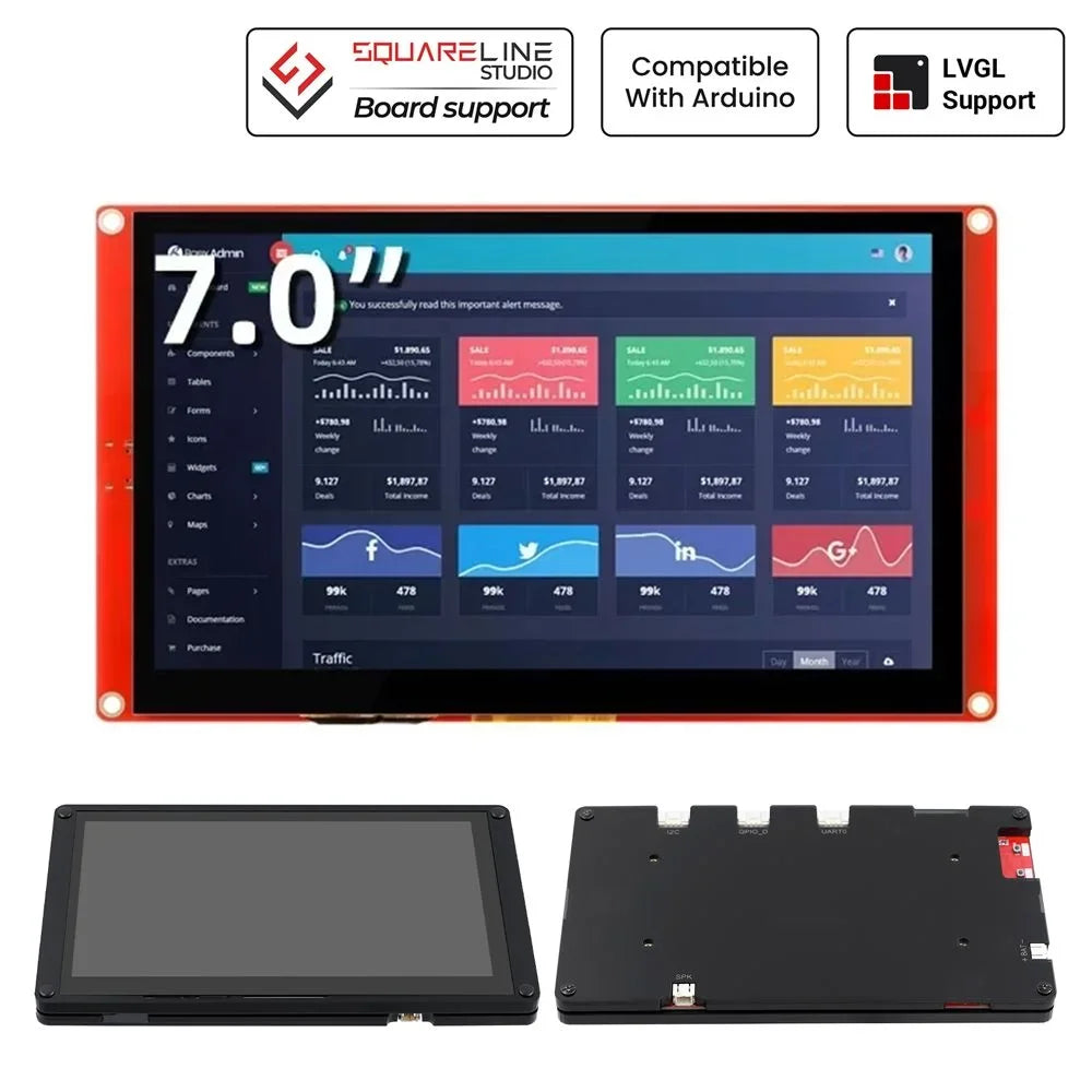 CrowPanel- 7.0 Inch Smart Graphic 800x480 RGB SPI TFT LCD Module Touch Screen Display ESP32 for Arduino MicroPython