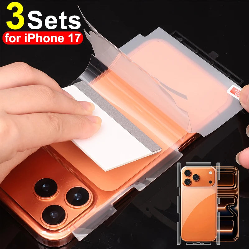 For iPhone 17 16 Pro Max 17Air 16Plus HD/Matte Clear Side Frame Sticker Back Full Coverage Protective Film Border Hydrogel Film