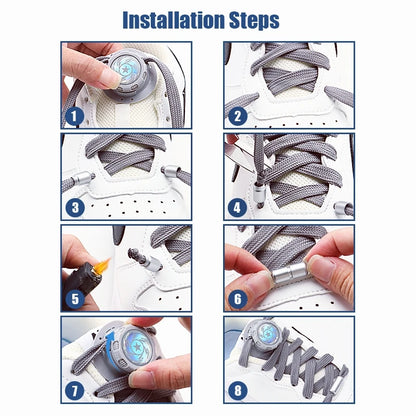 Automatic Flat Shoelaces Without ties casual shoes Swivel Buckle Laces Adults Kids Sneakers No Tie Shoe laces