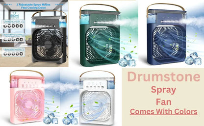 Portable Mini Air Cooler Humidifier Fan 3 Speed Mist Spray 7 Color LED 1/2/3 Hour Timer USB Desk Fan for Home Office Travel