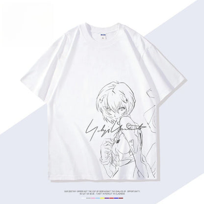 Neon Genesis Evangelion Rei Ayanami Printed T-shirt Men's and Women's T-shirt Men's Top Sports T-shirt Men's T-shirt Summer Tee