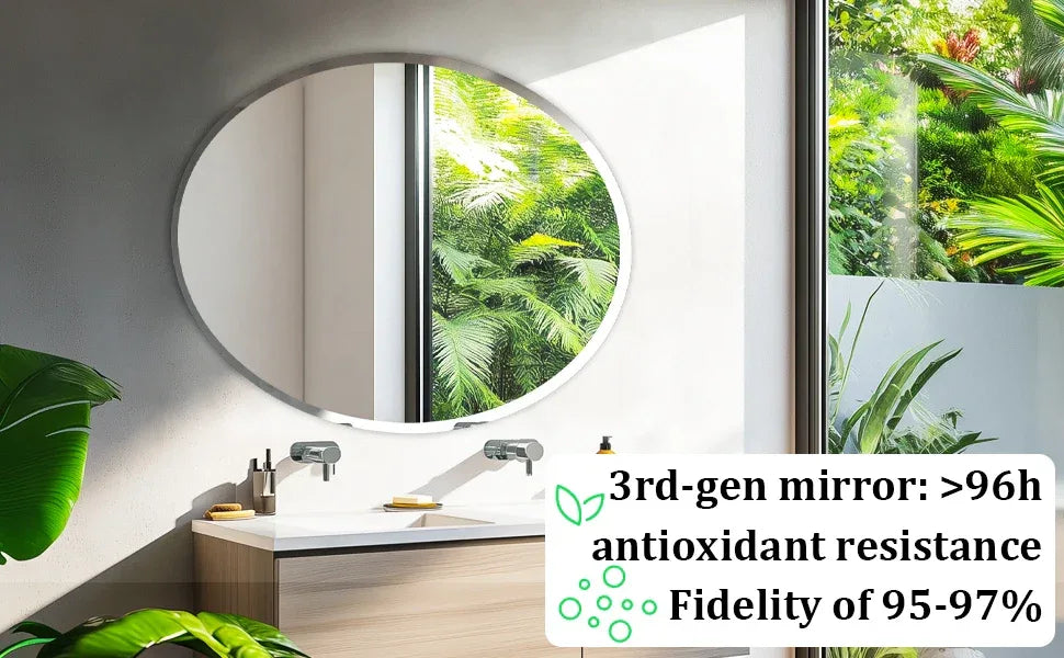 Frameless Oval Wall Mirror High Definition Elliptical Vanity Mirror with Beveled Silver Edge for Bathroom Bedroom Livingroom
