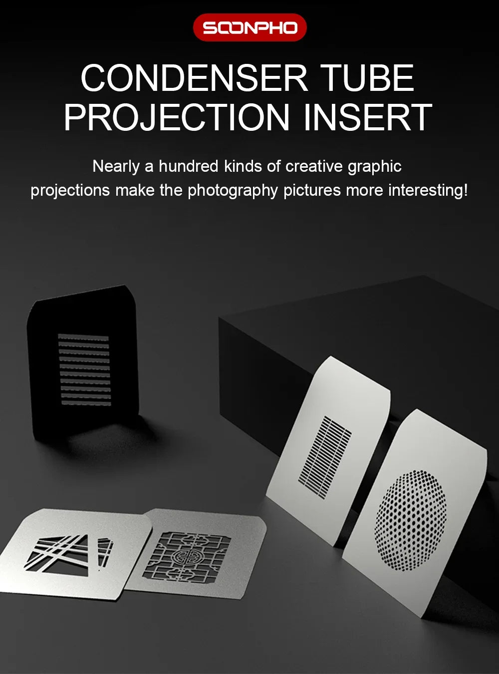 SOONPHO Conical Snoots Graphic Cards for OT1 OT1PRO Projection Film  DIY Shape Insert Photography Background Match Godox Lights