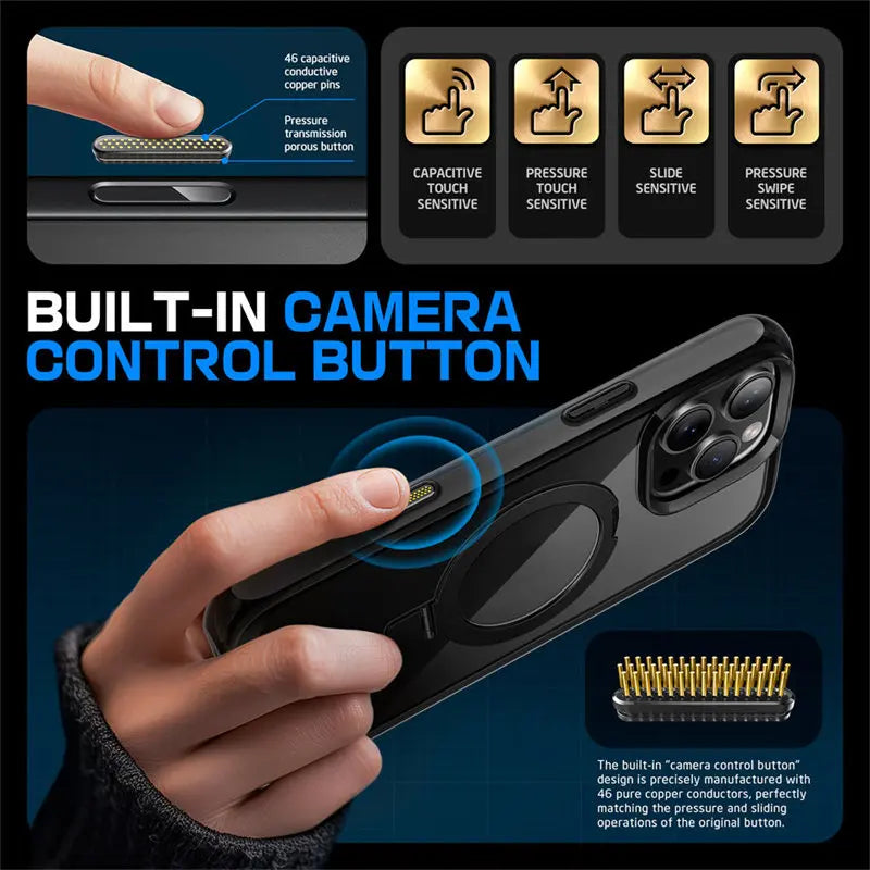 SUPCASE For iPhone 16 Pro Max Case with Camera Control Capture Button UB Mag Stand Series Slim Clear Magnetic Phone Case