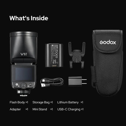 Godox V1 mid TTL HSS Wireless Transmission Speedlite Flash 1/600s-1/20000s Li-ion Round Head Camera Flash for Sony Canon Nikon