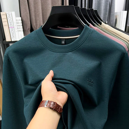 Sweatshirt Men 2025 New Style Spring and Autumn Men's Long Sleeved T-shirt Pure Cotton Round Neck Top T-shirt Base Shirt Trendy
