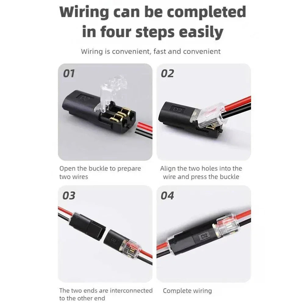 10/30/50pcs wire connect terminal connector, I Type 2-pin Bidirectional Plug-in Cable Buckle Connector Lock Cover Suitable LED