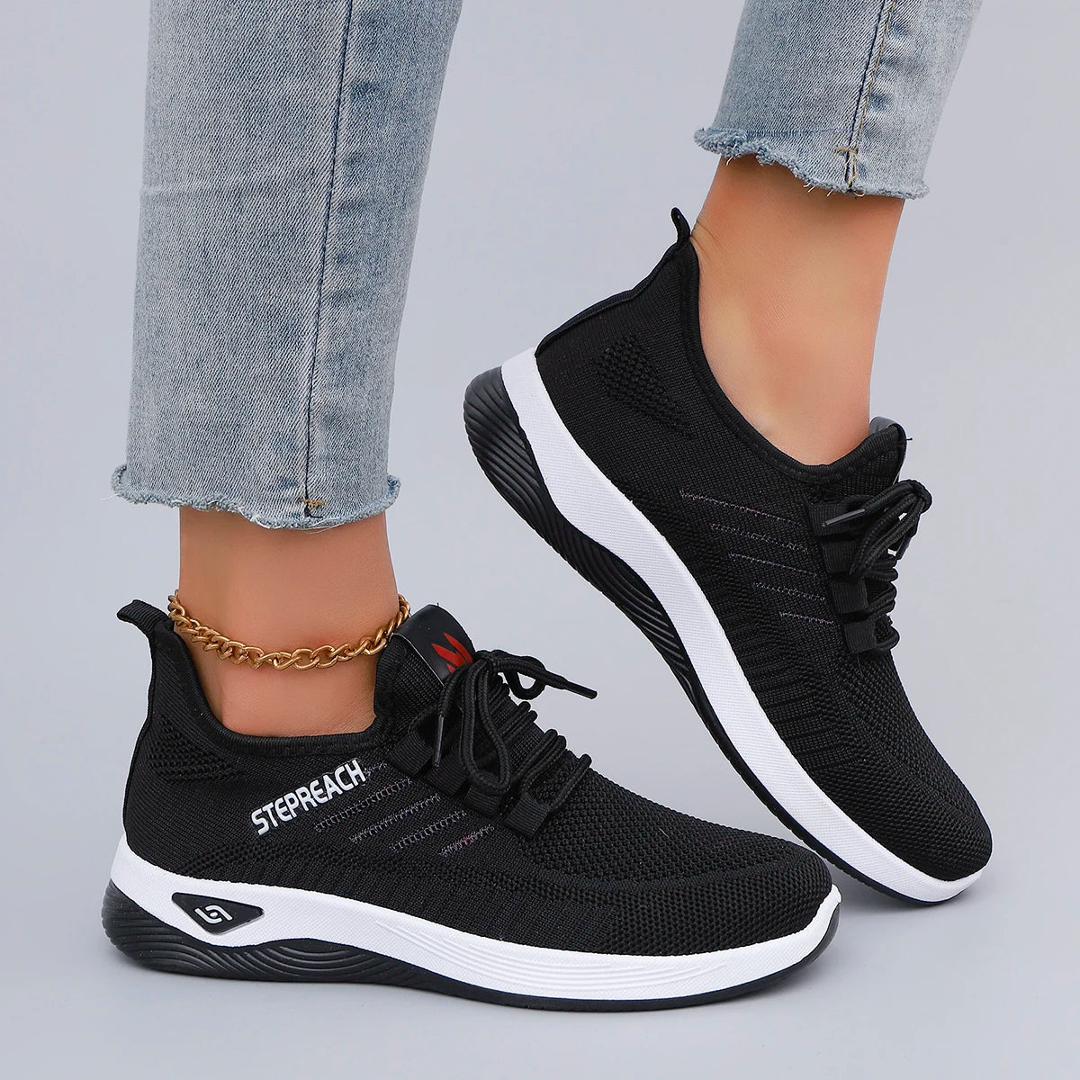 Spring and Autumn New Women's Casual Lace up Comfortable, Breathable, Lightweight and Wear-Resistant Sports Shoes