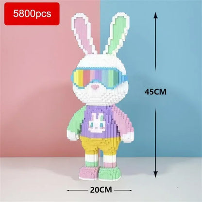 Kids Toy Candy Rabbit Colorful and Cute 3D Mini DIY Model Desktop Decoration Building Block Micro Bricks Christmas Birthday Gift