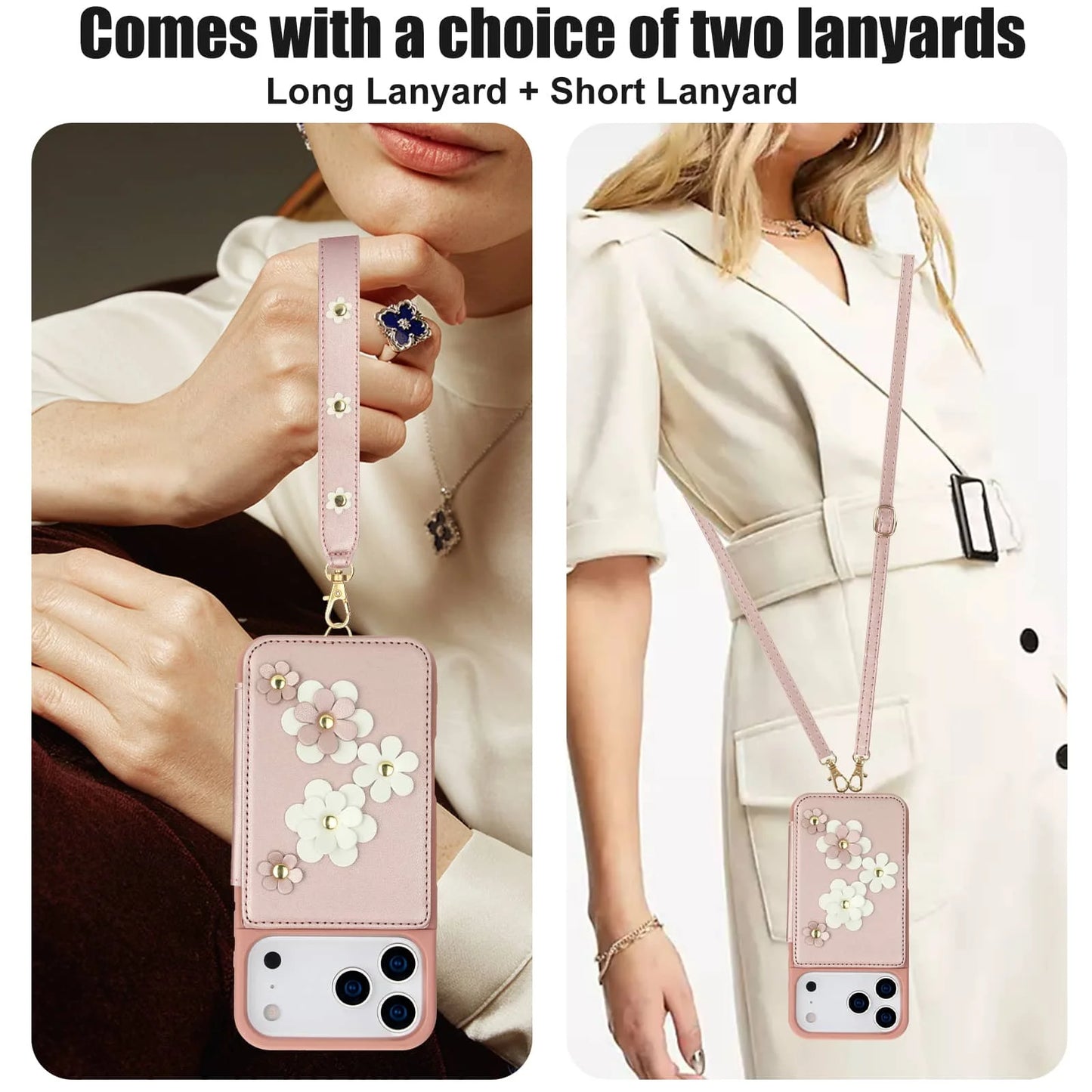 For iPhone 17 Pro Max iPhone Air Case, Wallet with Card Holder, Cute Flower Design Crossbody Purse,Magnetic Kickstand Shockproof