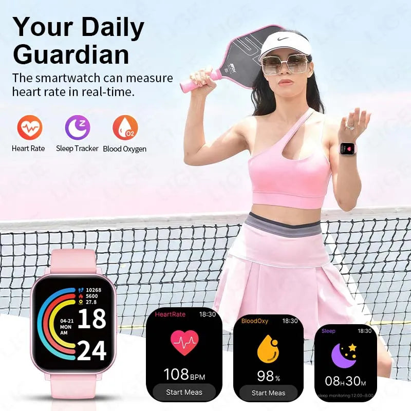 LIGE 2026 New Health Monitor 1.83" HD Screen Fitness SmartWatch Call Reminder Bluetooth Call Waterproof Smart watch Men Women